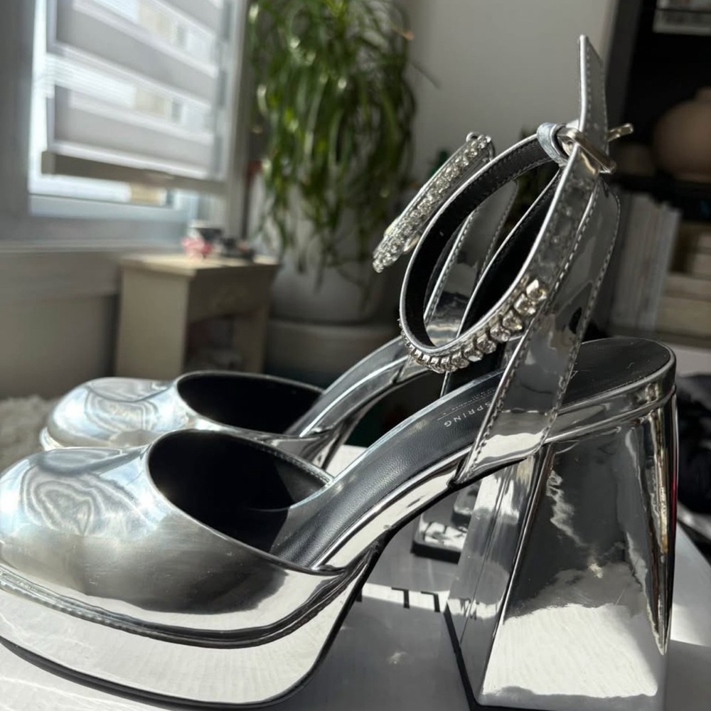 Call it Spring Silver Platform Heels - Picture 1 of 7
